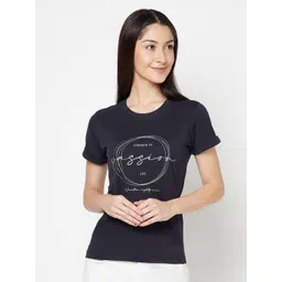 Cantabil Women Navy Blue Printed T-shirt-picture-27