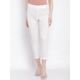 Cantabil Women Off White Solid Trousers-picture-10