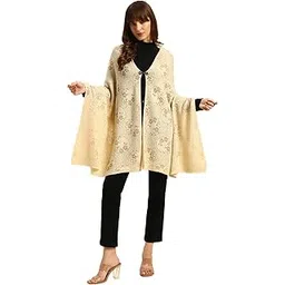 cantabil Women Self Design Beige Hook Closure Stoles for Women (LSTL00065_BEIGE_1.93X68)-picture-15