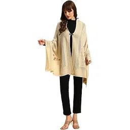 cantabil Women Self Design Beige Hook Closure Stoles for Women (LSTL00071_SAND_1.93X68)-picture-14