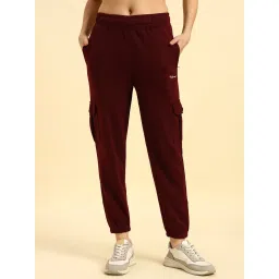 Cantabil Women Solid Wine Cargo Joggers-picture-35