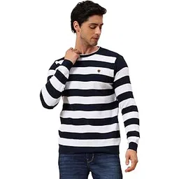 Sweater for Men | Winter Wear Polyester Fabric Pull-On Closure Round Neck Regular Fit Striped Pattern (P_MSWL00117)-image-16