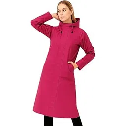capichino Classic Women Overcoat – Elegant Raincoat with Hood (Pink,Multisize)-picture-24