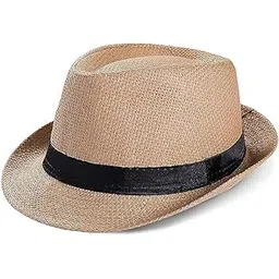 CAPICHINO Summer Jute Fedora Hat for Men Women for Travel and Beach (Beige) (Pack of 1)-picture-38