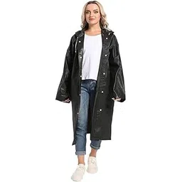 capichino Waterproof Rain Coat Hooded Universal Outdoor Water Resistant Rainwear Suit for Men Women Boys & Girls (Pack of 1) (Universal, Black)-picture-12