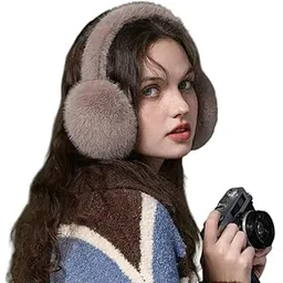 capichino Winter Foldable Ear Muffs Ear Warmers Warm Earmuffs Soft Extra Fur Cold Protection Earband Ear Protection Cuddly Winter Accessories Female (Pack of 1) (Multicolor)-picture-45
