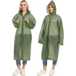 capichino Waterproof Rain Coat Hooded Universal Outdoor Water Resistant Rainwear Suit for Men Women Boys & Girls (Universal, Dark Green) image 5