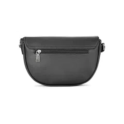 Caprese Black Floral Embroidered Half Moon Sling Bag with Non-Detachable Sling Strap image 2