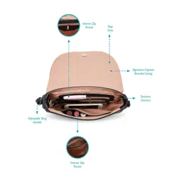 Caprese Black Floral Embroidered Half Moon Sling Bag with Non-Detachable Sling Strap image 4