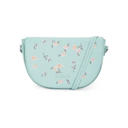 Caprese Blue & Peac-Coloured Floral Embroidered Sling Bag-picture-20