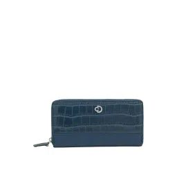 Caprese Blue Textured Zip Around Wallet for Women-picture-10