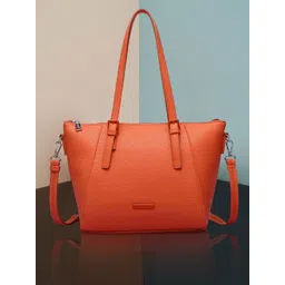 Caprese Coral Orange PU Structured Sling Bag-picture-10