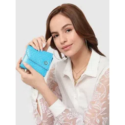 Caprese Ernesa Aqua Faux Leather Textured Tri-Fold Wallet-picture-48