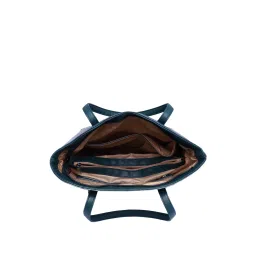 Caprese Gazza Teal Blue Textured Medium Tote Handbag image 4