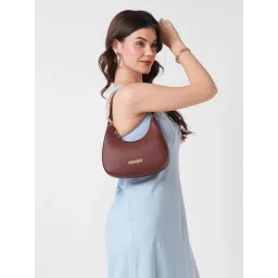 Caprese Red Faux Leather Solid Handbag-picture-12