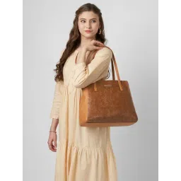 Caprese Tan Vani Animal Large Leather Tote-picture-12