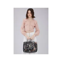 Caprese Women Black Fiorella Satchel Bag with Detachable Strap (L)-picture-14