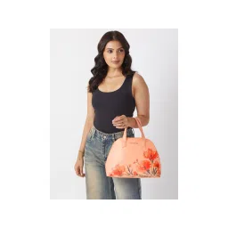 Caprese Women Orange Chloe Floral Print Satchel Bag (M)-picture-14