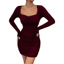 captain shah Trending Women Ribbed Bodycon Dress – Full Sleeve Slim Fit One Piece Mini Dress for Casual-picture-44