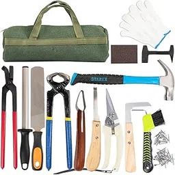 capuca Farrier Tools Horse Hoof Slicer, 14 Piece Goat Hoof Cutter Set, 8" Hoof Rasp Pliers, Knife Cutter, Buffer, Hammer Brushes with Hoof Knife Sharpener for Pigs-picture-31