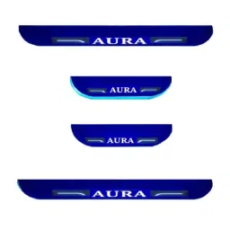 Car Accessories Hub 4 Pcs Acrylic Black Sill Scuff Plate Set with Blue LED for Hyundai Aura All Model-picture-23