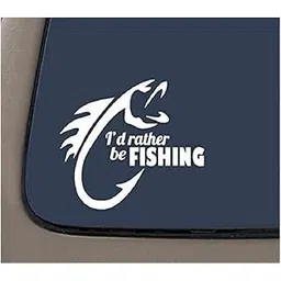 Car Sticker Exterior I'd rathe be Fishing car Sticker Scratches Cover Color White Pack of 1-picture-14