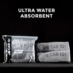 CAR101 500 GSM Micro Fiber Cloth for Car Cleaning Pack of 2, Grey - (75X35Cm) Ideal for Car, Glass & Bike Cleaning. Premium Car Care Product, Super Absorbent Microfiber Cleaning Towel image 2
