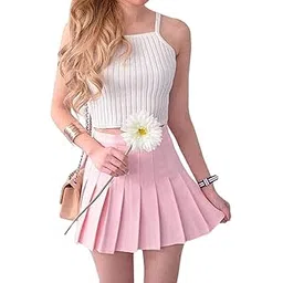 caracola Girl/Woman Pleated Skirt/Skater Skirt/Tennis Skirt/Mini Skirt/Cycling Skirts with Shorts Underneath/High Waist/-picture-38