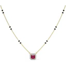 caratlane 14 KT Yellow Gold Irya Diamond Gemstone Mangalsutra for Women-picture-27
