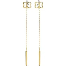 caratlane 14 KT Yellow Gold Pretty Butterfly Diamond Sui Dhaga Earrings for Women-picture-36