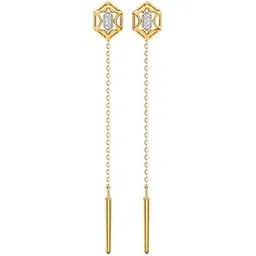 caratlane 14 KT Yellow Gold Sparkling Web Diamond Sui Dhaga Earrings for Women-picture-21