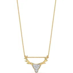caratlane 14 KT Yellow Gold Stag Patronus Diamond Pendant for Women-picture-28