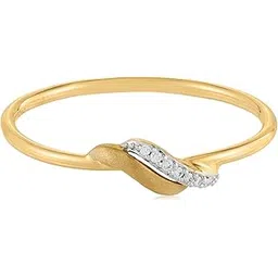 caratlane 14 KT Yellow Gold Teensy Wave Diamond Ring for Women-picture-10