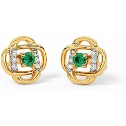 caratlane 9 KT Yellow Gold IntraLink Bud Gemstone Stud Earrings for Women-picture-33