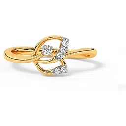 caratlane 9 KT Yellow Gold Leaf Veins Diamond Ring for Women-picture-10