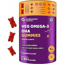 Carbamide Forte Veg Omega3 DHA 250mg - Gummies for Men, Women & Kids with Vegetarian DHA | No Fish oil Used | Omega Veg DHA Gummies | Healthy Heart, Brain & Joints - 60 Veg Gummies-picture-24