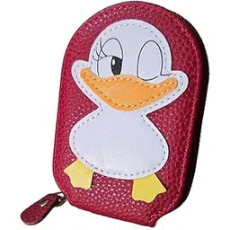Card Holder Wallet with Duck Design, 9 Card Slots, Cash Compartment, Zipper Closure (Red)-picture-34