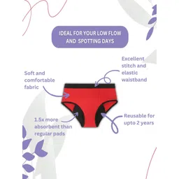 CareDone Cotton Mid-Rise Heavy Absorbent All Day Protection Leak-Proof Period Briefs image 3