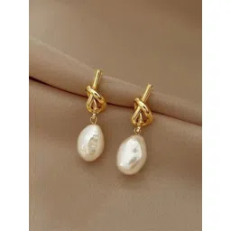 CareDone Gold-Plated Pearls Beaded Contemporary Drop Earrings-picture-11