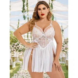 CareDone Self Design Net Plus Size Baby Doll-picture-26