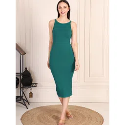 CareDone Women Self Design Sleeveless Cotton Bodycon Midi Dress-picture-21