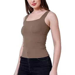 caredone Women's Padded Camisole Shoulder Strap Tank Top with Built-in Shelf Bra| Relaxed Fit | Size S to L.-picture-12