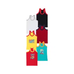 carelove CAREPLUS Boys Pack Of 6 Printed Pure Cotton Comfortable Basic Vests-picture-40