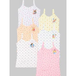 carelove CAREPLUS Girls Pack Of 6 Assorted Cartoon Characters Printed Pure Cotton Camisoles-picture-57