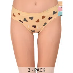 CARELOVE Pack Of 3 Printed Cotton Mid-Rise Hipster Briefs-picture-12