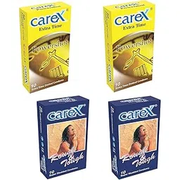 CareX Powershot and Rough & Tough Condoms (Super Studded & Extra Time Dotted) - Pack of 4 | (Combo)-picture-12