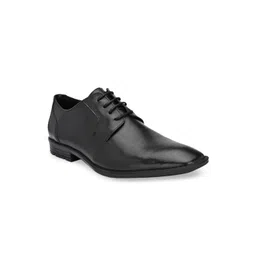 CARLO ROMANO Men Black Solid Leather Formal Derbys-picture-23