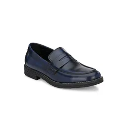 CARLO ROMANO Men Blue Solid Brush off Leather Loafers image 5