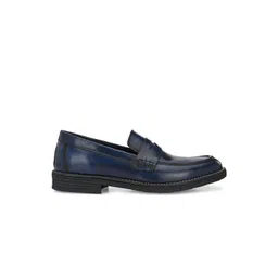CARLO ROMANO Men Blue Solid Brush off Leather Loafers image 3