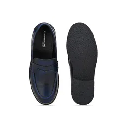 CARLO ROMANO Men Blue Solid Brush off Leather Loafers image 4